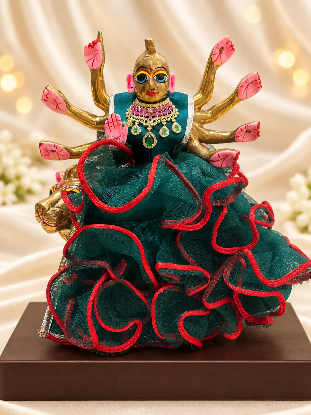 Gulnaar Ratna AD Necklace for Deity with rich jewel-inspired accents and sparkling AD work. An elegant necklace for Laddu Gopal and festive shringar.
