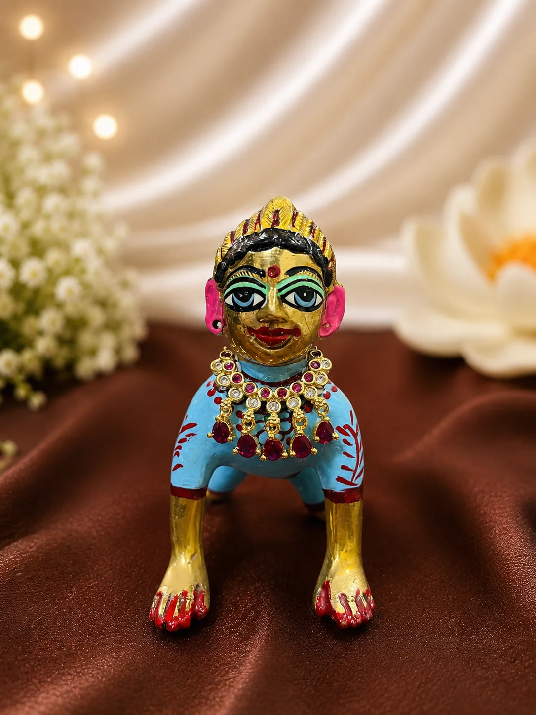 Harit Ratna AD Choker for Laddu Gopal with emerald-inspired detailing and sparkling American diamond stones