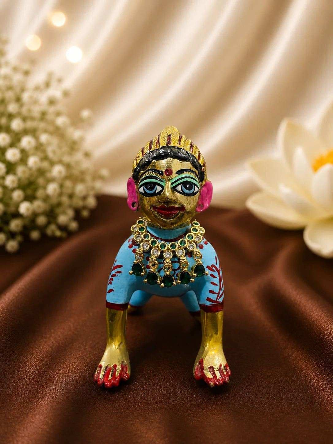 Harit Ratna AD Choker for Laddu Gopal with emerald-inspired detailing and sparkling American diamond stones