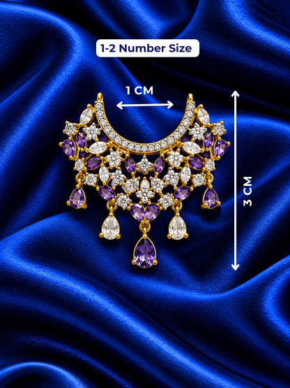 Indraneel Madhuri AD Necklace for Deity with deep blue jewel-inspired accents and sparkling American Diamond detailing
