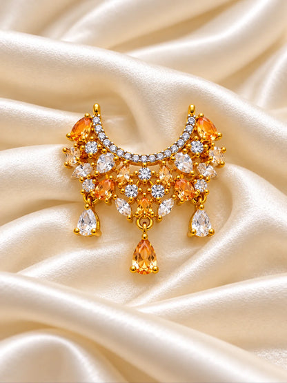 Indraneel Madhuri AD Necklace for Deity with deep blue jewel-inspired accents and sparkling American Diamond detailing