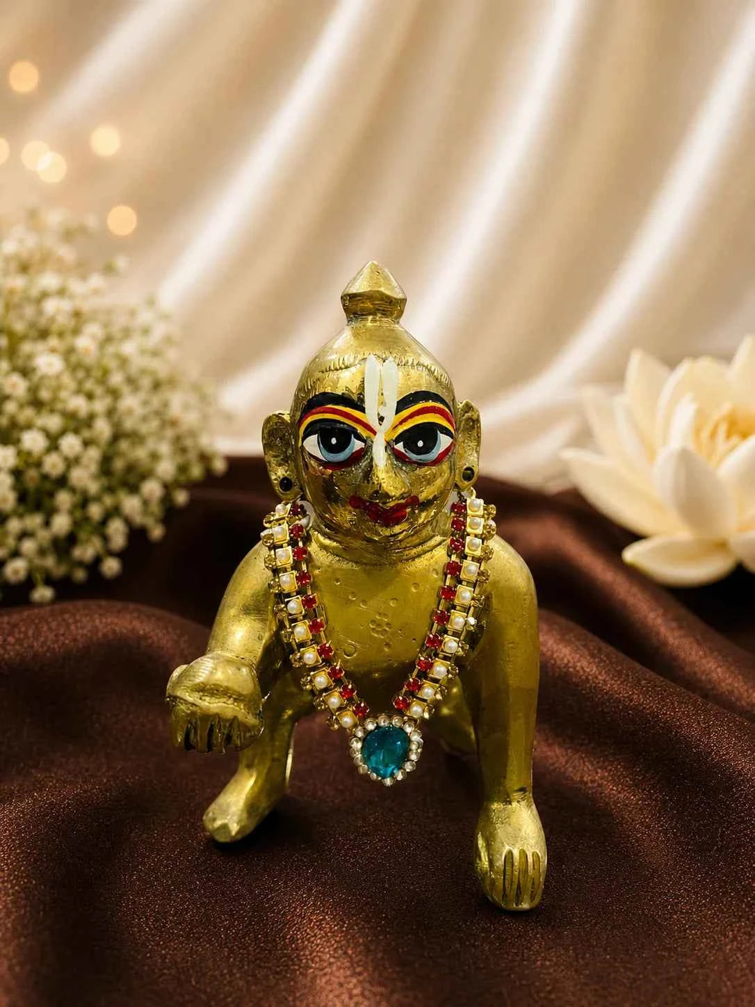 Indraneel Pearl AD Necklace for Laddu Gopal with pearls and sparkling American diamond stones