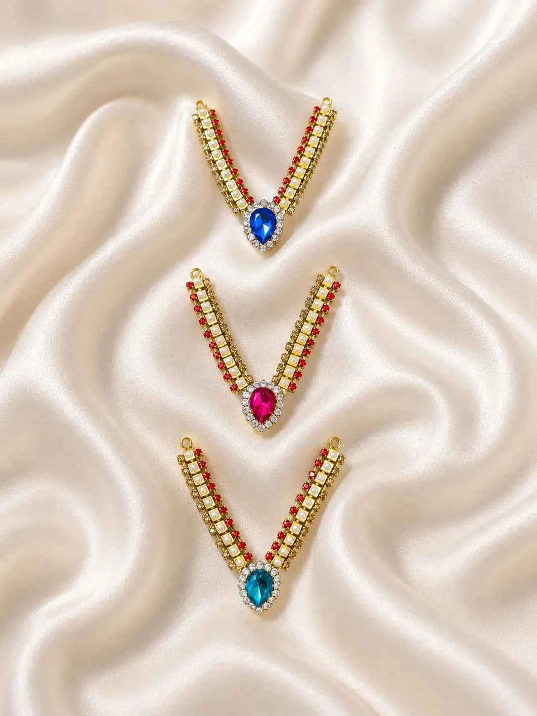 Indraneel Pearl AD Necklace for Laddu Gopal with pearls and sparkling American diamond stones