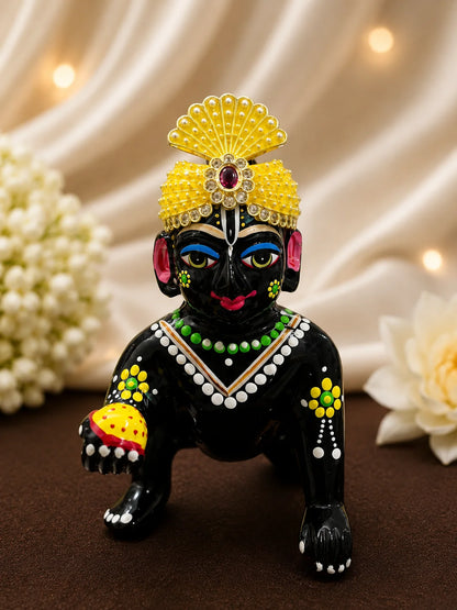 Jadau AD Mukut for Laddu Gopal with sparkling American diamond design
