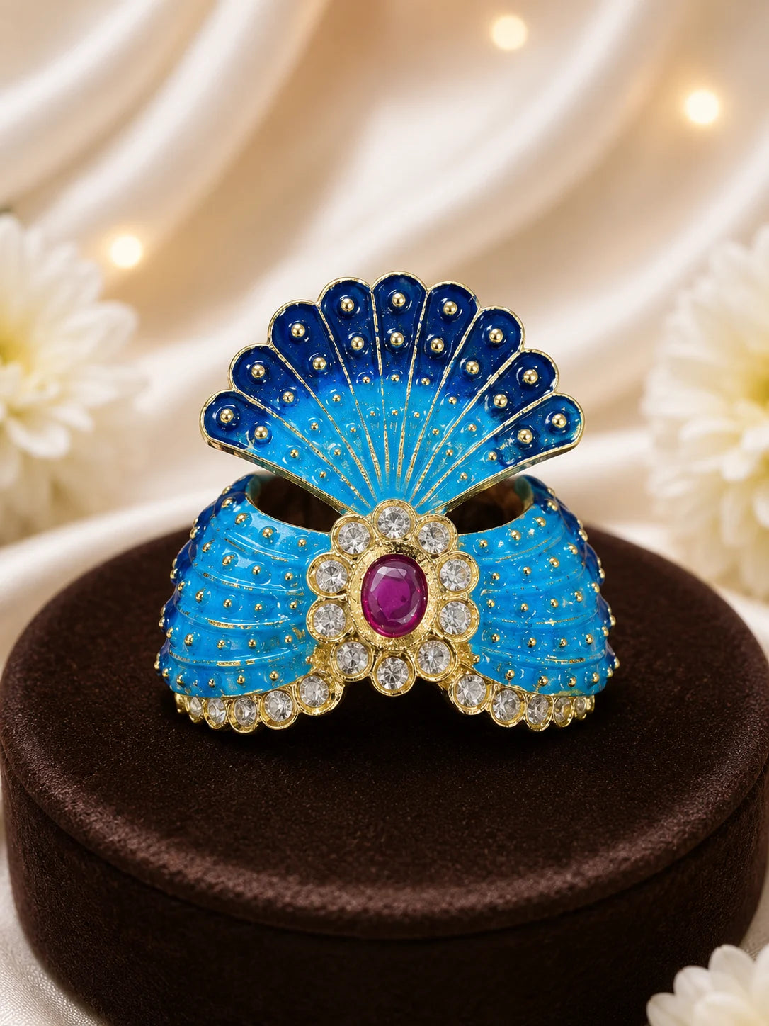 Jadau AD Mukut for Laddu Gopal with sparkling American diamond design