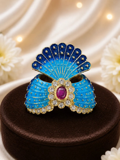 Jadau AD Mukut for Laddu Gopal with sparkling American diamond design