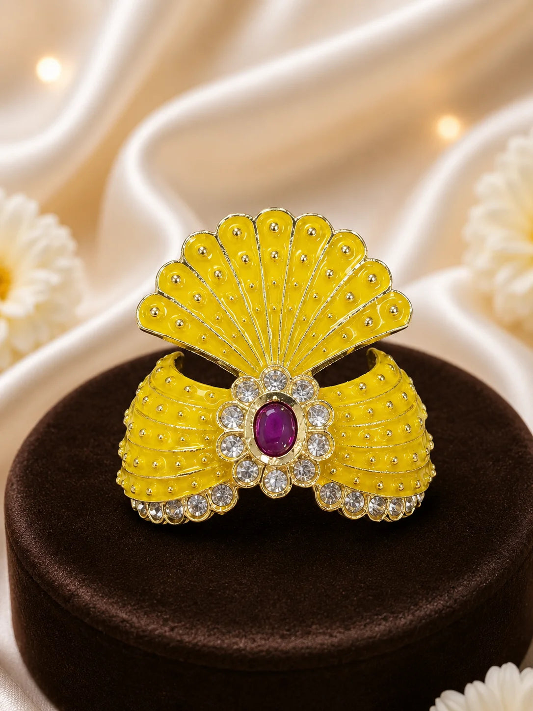 Jadau AD Mukut for Laddu Gopal with sparkling American diamond design