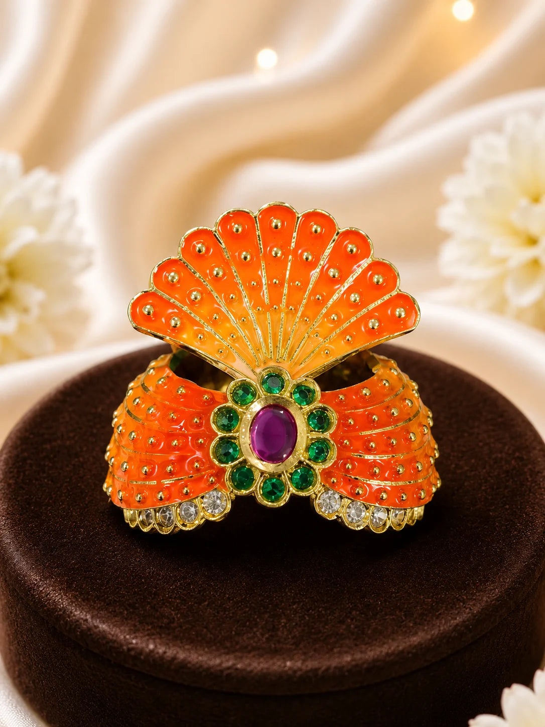 Jadau AD Mukut for Laddu Gopal with sparkling American diamond design