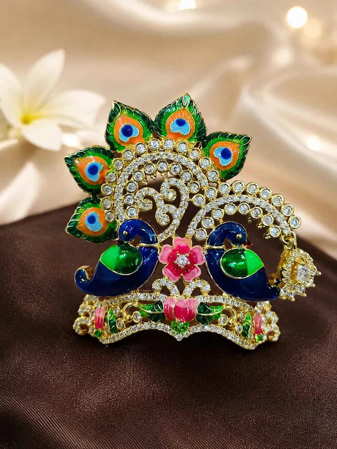 Kamalkari Twin Peacock Mukut for Deity