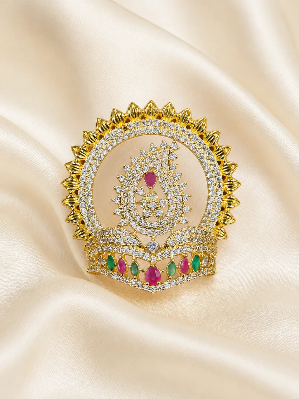 Kanak Chandrika AD Mukut with sparkling stones for deity shringar