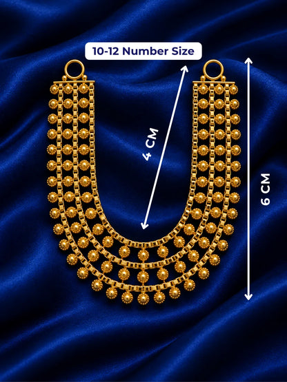 Kanak Dhara Gold Plated Haar for Deity featuring graceful traditional detailing and a rich golden finish. Ideal for Laddu Gopal and festive divine shringar.
