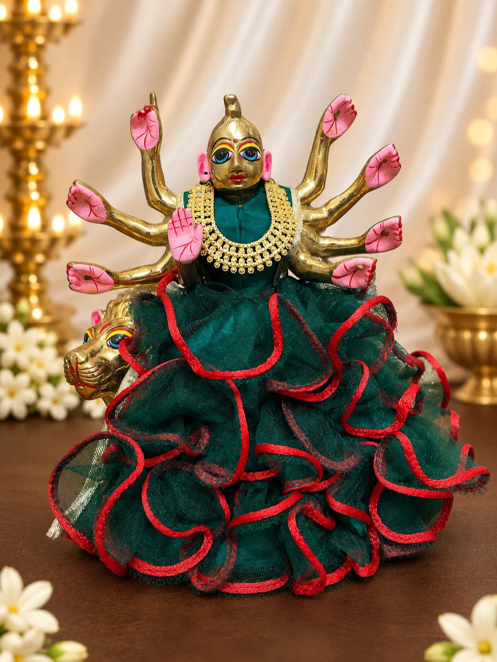 Kanak Dhara Gold Plated Haar for Deity featuring graceful traditional detailing and a rich golden finish. Ideal for Laddu Gopal and festive divine shringar.
