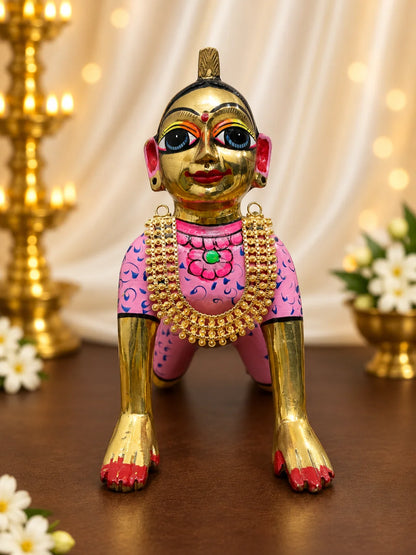 Kanak Dhara Gold Plated Haar for Deity featuring graceful traditional detailing and a rich golden finish. Ideal for Laddu Gopal and festive divine shringar.

