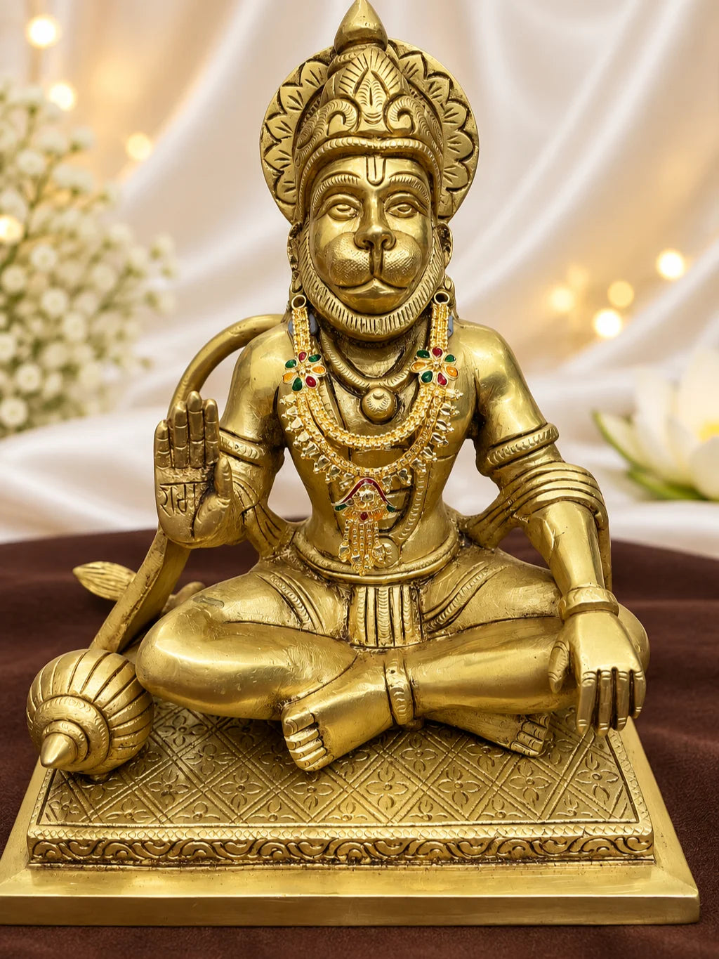 Kanak Jhumar Gold Plated Haar for Deity featuring elegant jhumar-inspired detailing and a rich golden finish. Ideal for Laddu Gopal and festive shringar.
