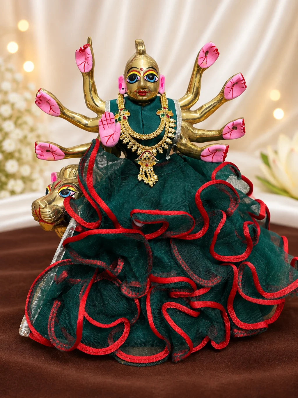 Kanak Jhumar Gold Plated Haar for Deity featuring elegant jhumar-inspired detailing and a rich golden finish. Ideal for Laddu Gopal and festive shringar.
