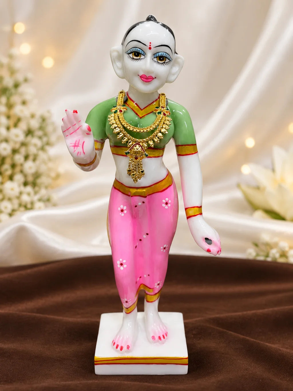Kanak Jhumar Gold Plated Haar for Deity featuring elegant jhumar-inspired detailing and a rich golden finish. Ideal for Laddu Gopal and festive shringar.
