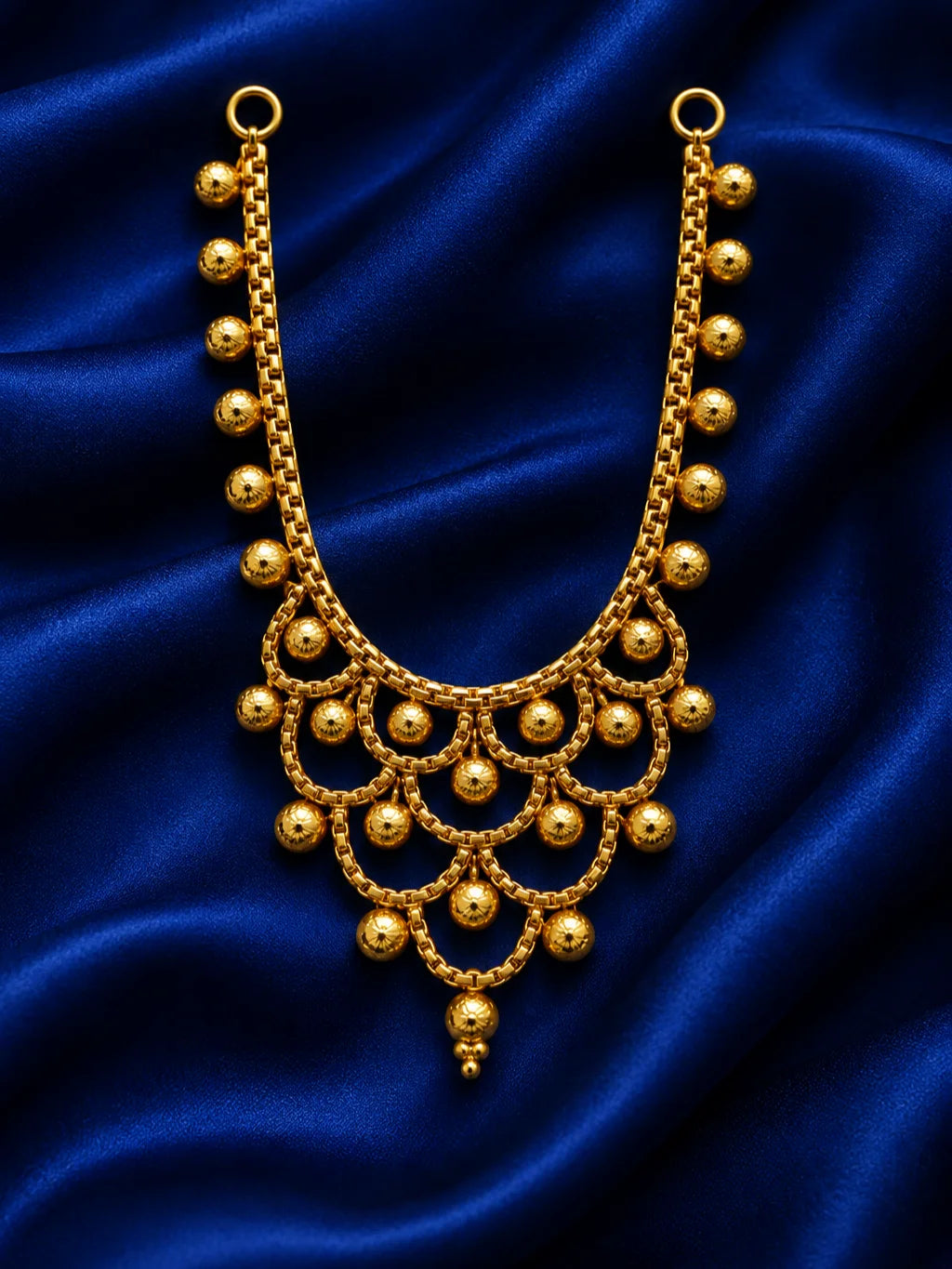 Kanak Tarang Gold Plated Haar for Deity featuring graceful wave-inspired detailing and a rich golden finish. Ideal for Laddu Gopal and festive shringar.
