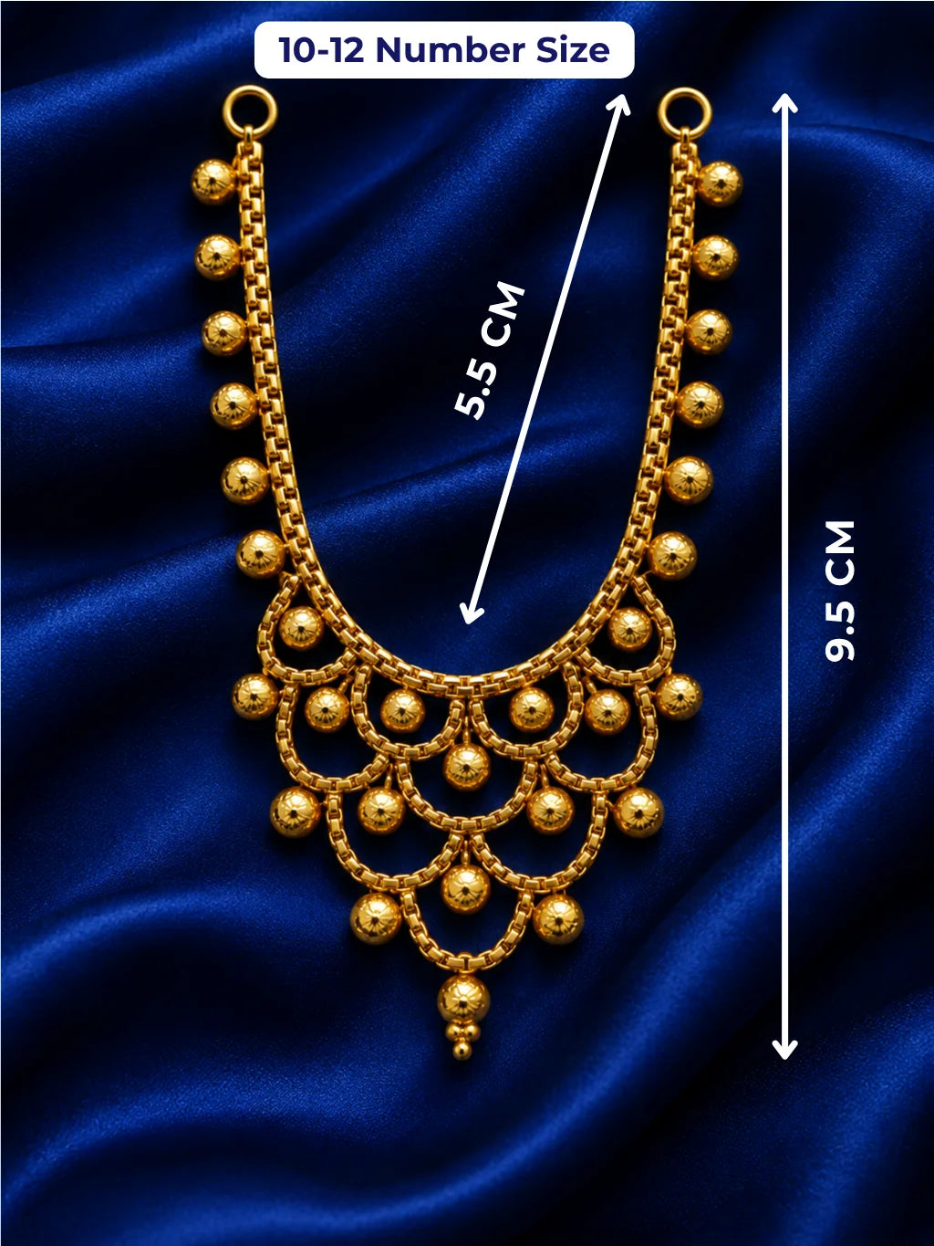 Kanak Tarang Gold Plated Haar for Deity featuring graceful wave-inspired detailing and a rich golden finish. Ideal for Laddu Gopal and festive shringar.
