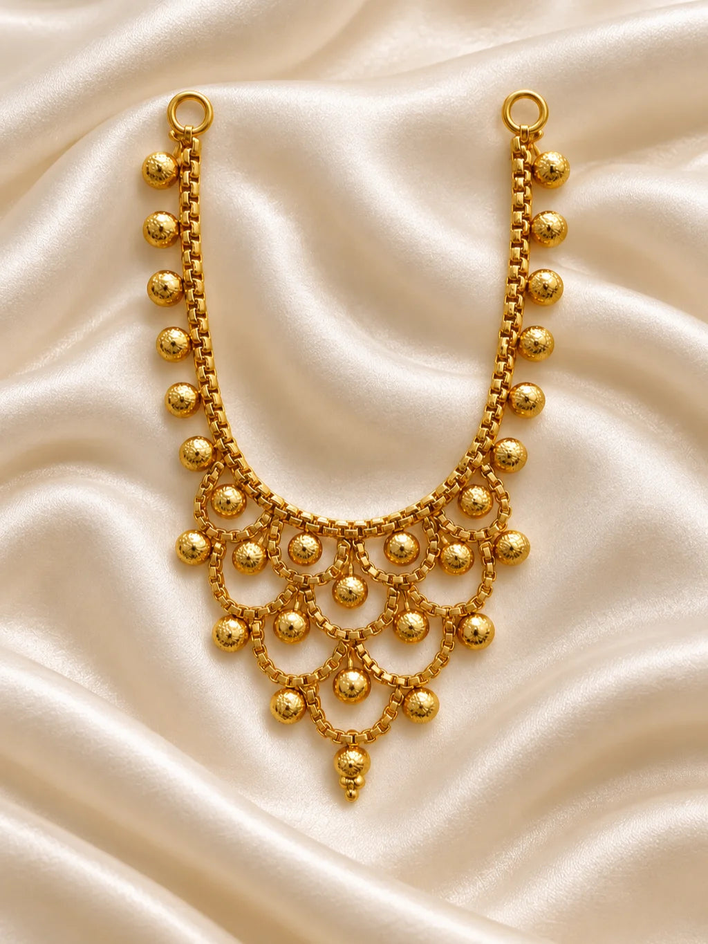 Kanak Tarang Gold Plated Haar for Deity featuring graceful wave-inspired detailing and a rich golden finish. Ideal for Laddu Gopal and festive shringar.

