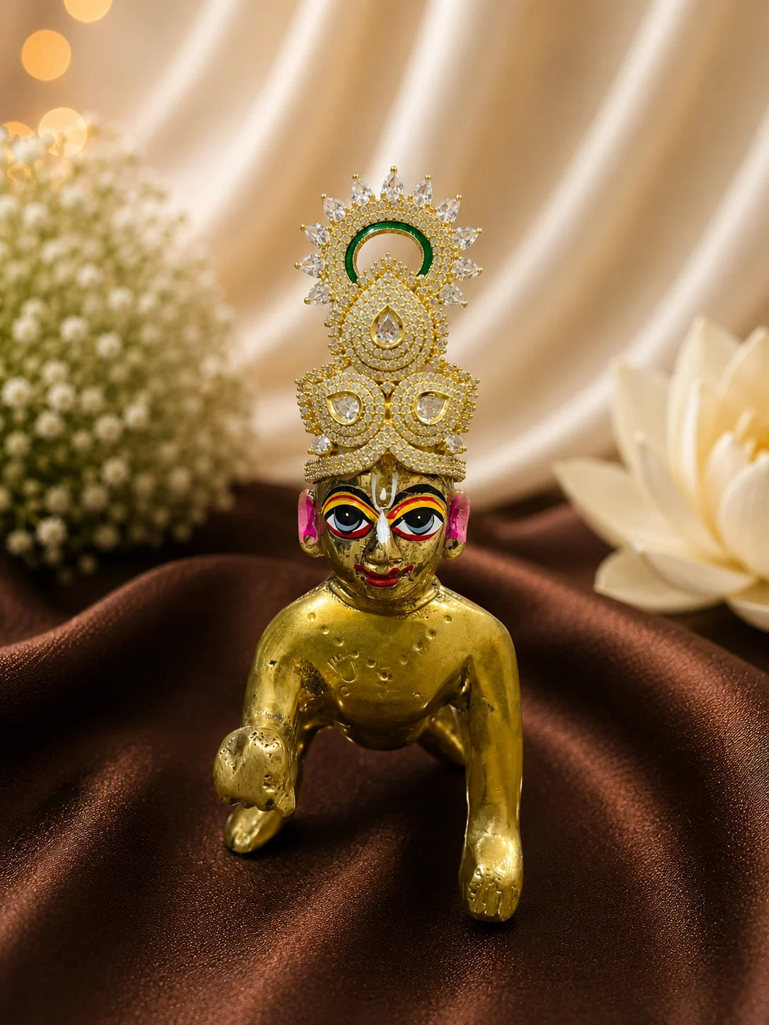 Kriti AD Stone Mukut for Laddu Gopal with sparkling American diamond stone work