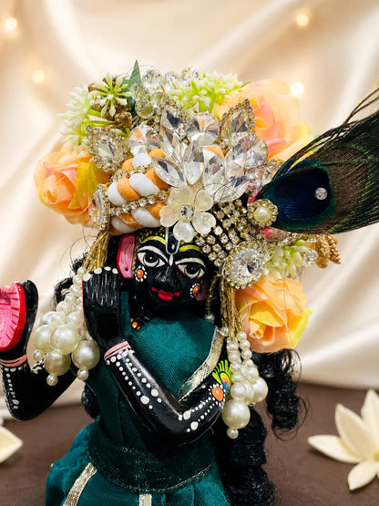 Kunj Manjari Mukut with Hair for Jugal Jodi designed for coordinated Radha Krishna shringar and festive darshan