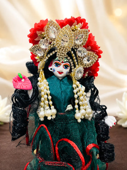 Kunj Manjari Mukut with Hair for Jugal Jodi designed for coordinated Radha Krishna shringar and festive darshan