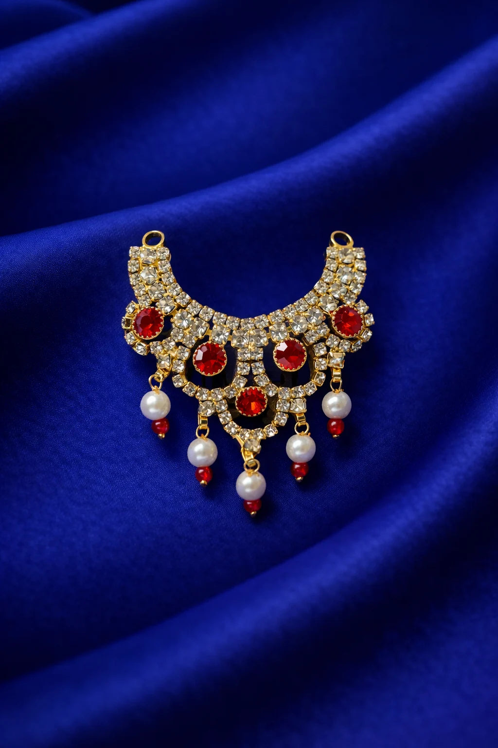 Laddu Gopal Jewellery - Red & Pearl Designer Necklace