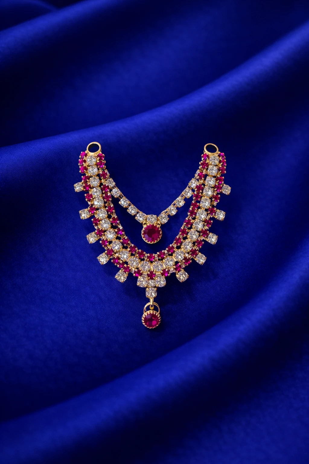 Laddu Gopal Jewellery – Pink Diamond-Look Double Layer Necklace