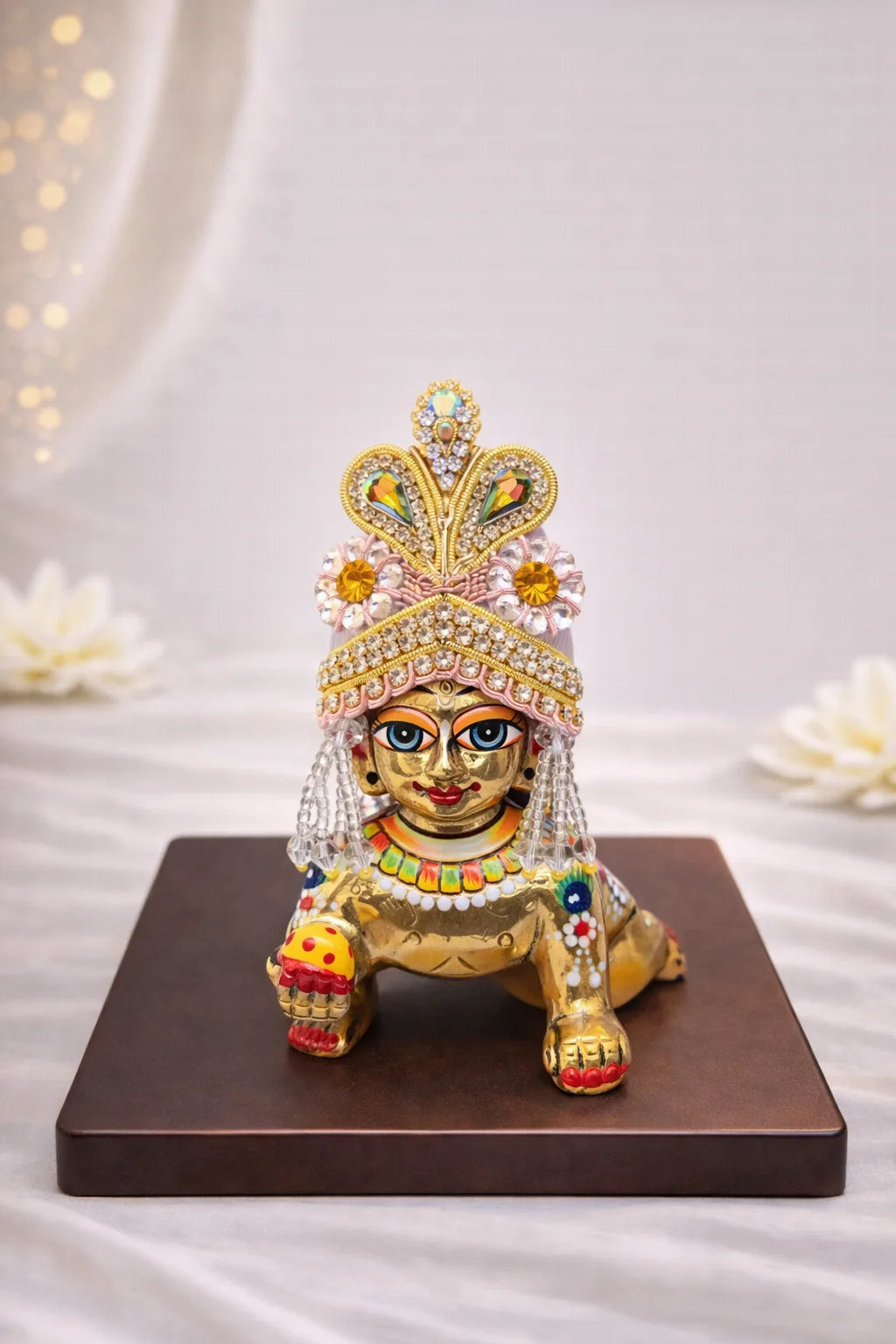 Laddu Gopal Mukut with Crystal & Pearl Tassels