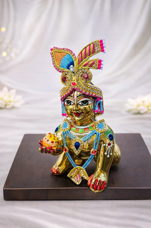 Laddu Gopal Pink & Blue Mukut and Mala (1)