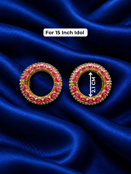 Lotus Rajsi AD Jewellery Set for Deity featuring vibrant lotus motifs, sparkling AD stones and elegant royal detailing for grand festive shringar.