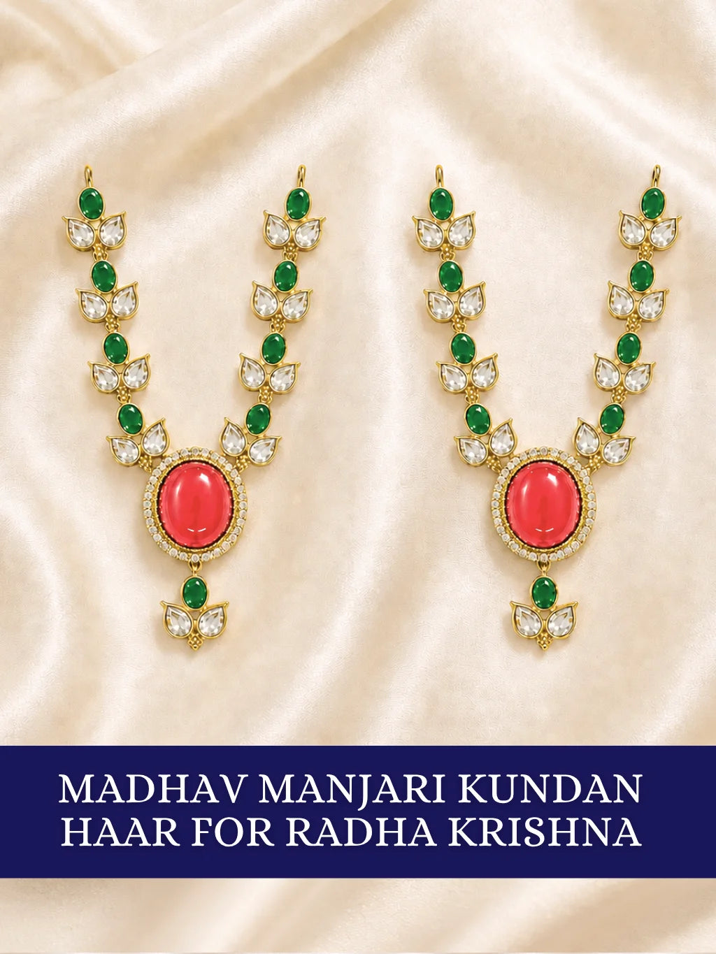 Madhav Manjari Kundan Haar for Radha Krishna with traditional Kundan detailing for coordinated Jugal Jodi shringar
