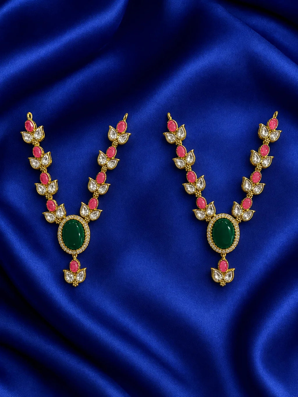 Madhav Manjari Kundan Haar for Radha Krishna with traditional Kundan detailing for coordinated Jugal Jodi shringar