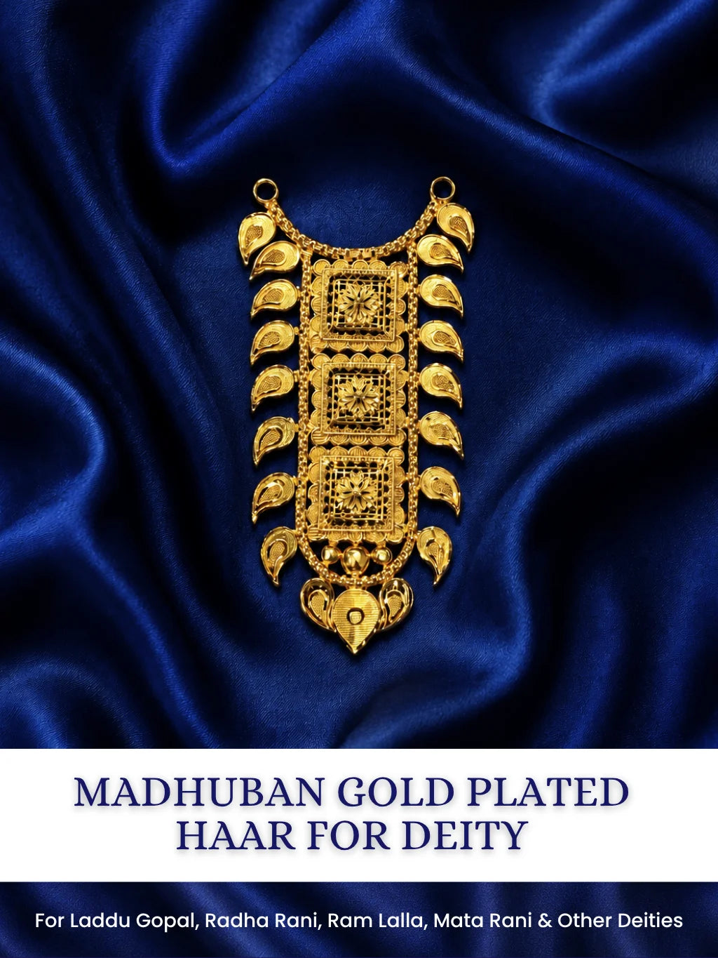 Madhuban Gold Plated Haar, featuring nature-inspired detailing and a radiant golden finish for beautiful divine shringar.