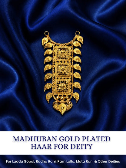 Madhuban Gold Plated Haar, featuring nature-inspired detailing and a radiant golden finish for beautiful divine shringar.