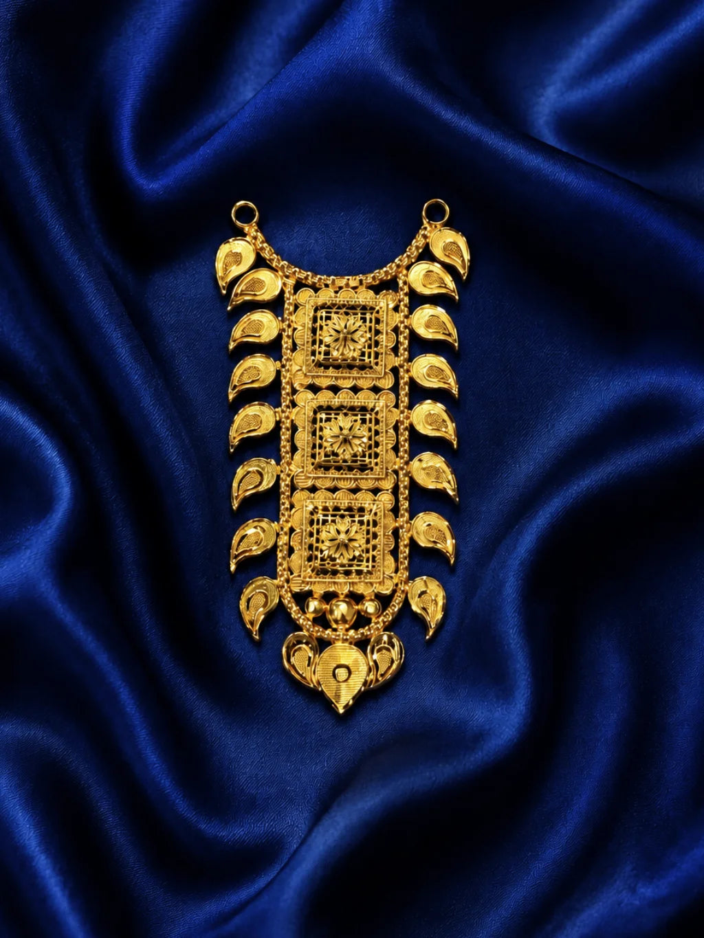 Madhuban Gold Plated Haar, featuring nature-inspired detailing and a radiant golden finish for beautiful divine shringar.