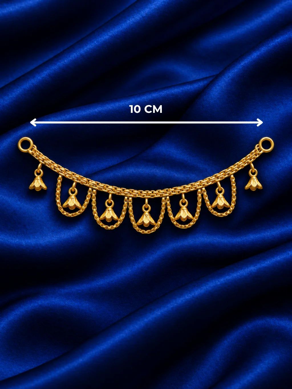 Madhurima Gold Plated Jewellery Set for Deity with intricate traditional detailing and a rich golden finish. Ideal for Laddu Gopal and festive shringar.