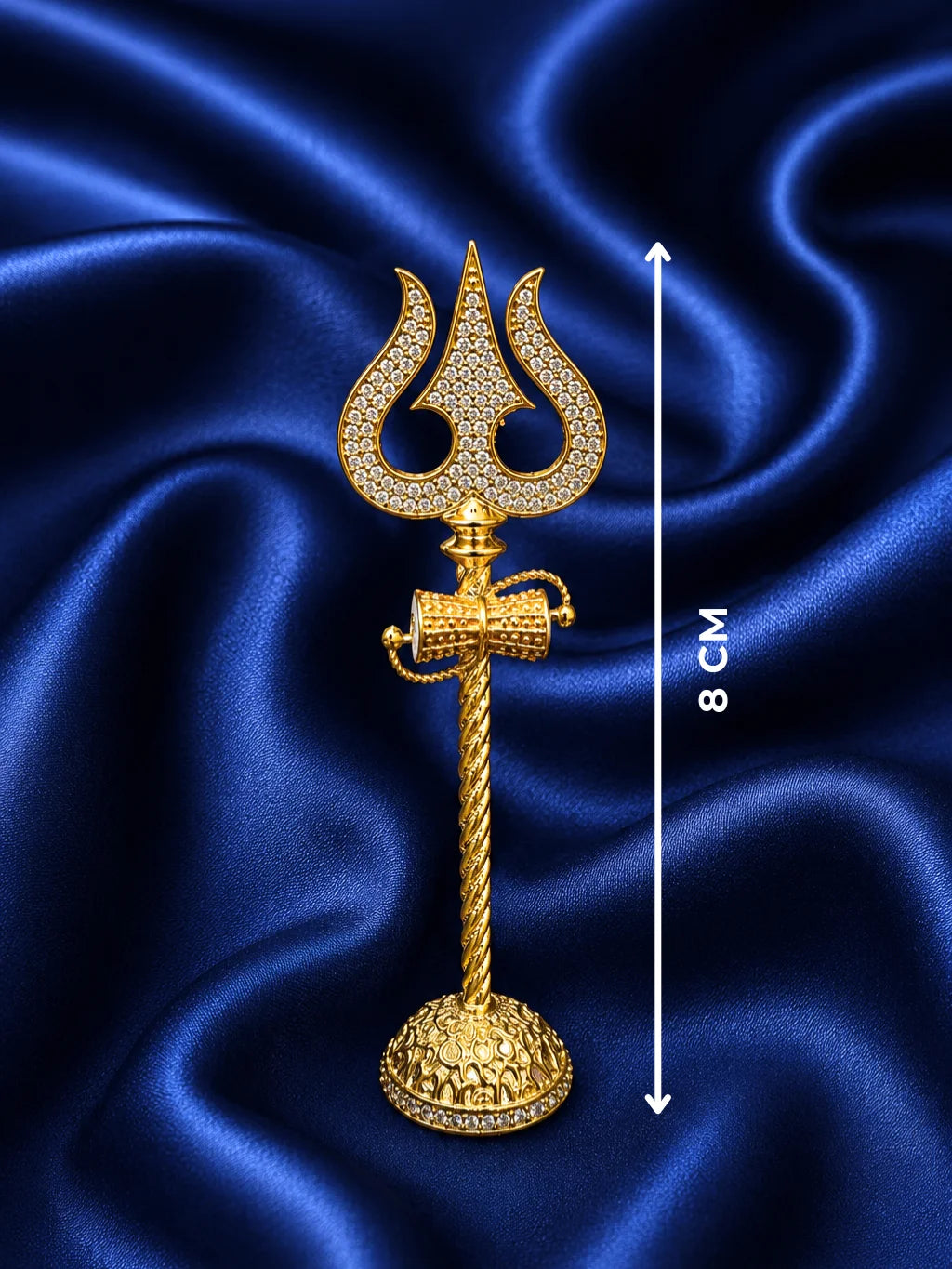 Mahadev AD Trishul with Damru for deity featuring sparkling stones and traditional Shiva-inspired detailing