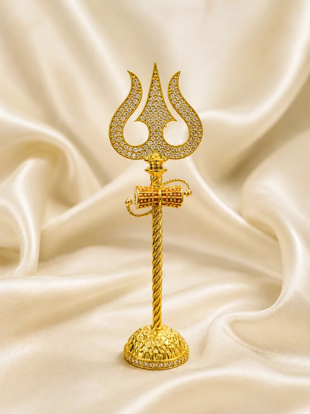 Mahadev AD Trishul with Damru for deity featuring sparkling stones and traditional Shiva-inspired detailing
