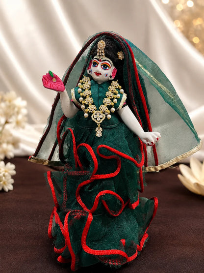 Premium gold touch floral AD stone necklace with white pearl drops for Laddu Gopal Ji deity