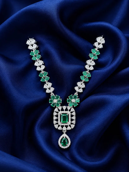 Majestic silver finish American Diamond stone necklace for Laddu Gopal deity shringar