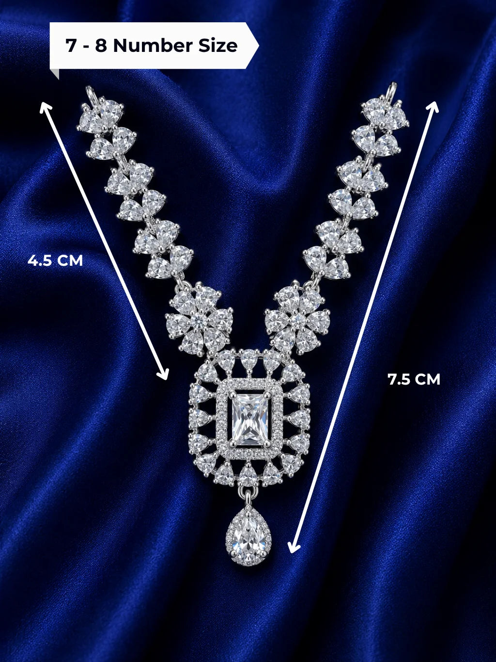 Majestic silver finish American Diamond stone necklace for Laddu Gopal deity shringar