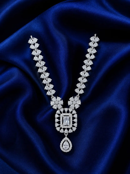 Majestic silver finish American Diamond stone necklace for Laddu Gopal deity shringar