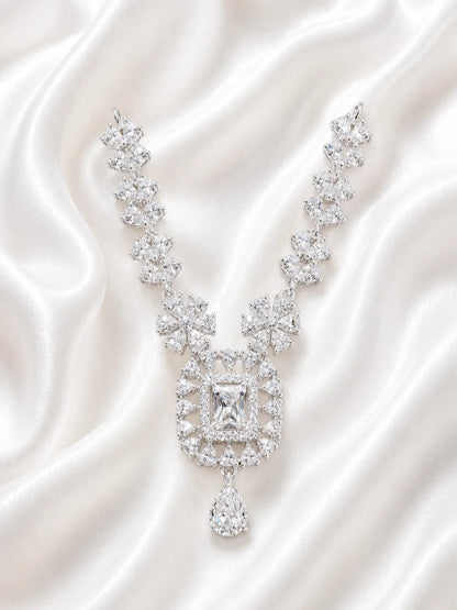 Majestic silver finish American Diamond stone necklace for Laddu Gopal deity shringar