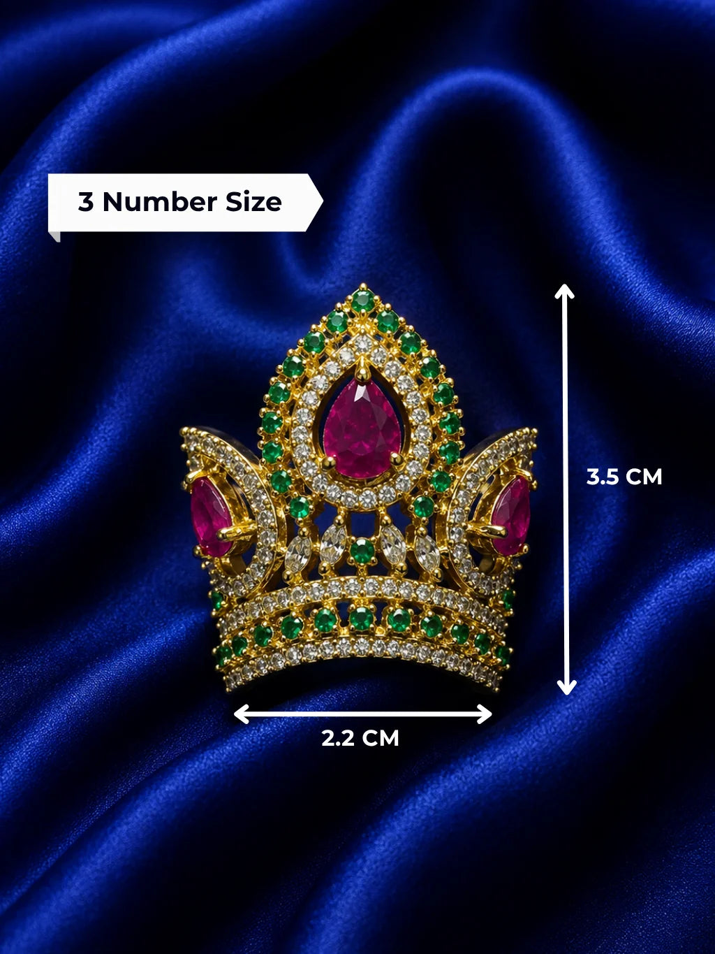 Manarani AD Mukut for Laddu Gopal with sparkling American diamond design