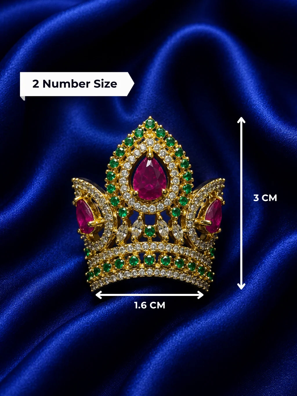 Manarani AD Mukut for Laddu Gopal with sparkling American diamond design