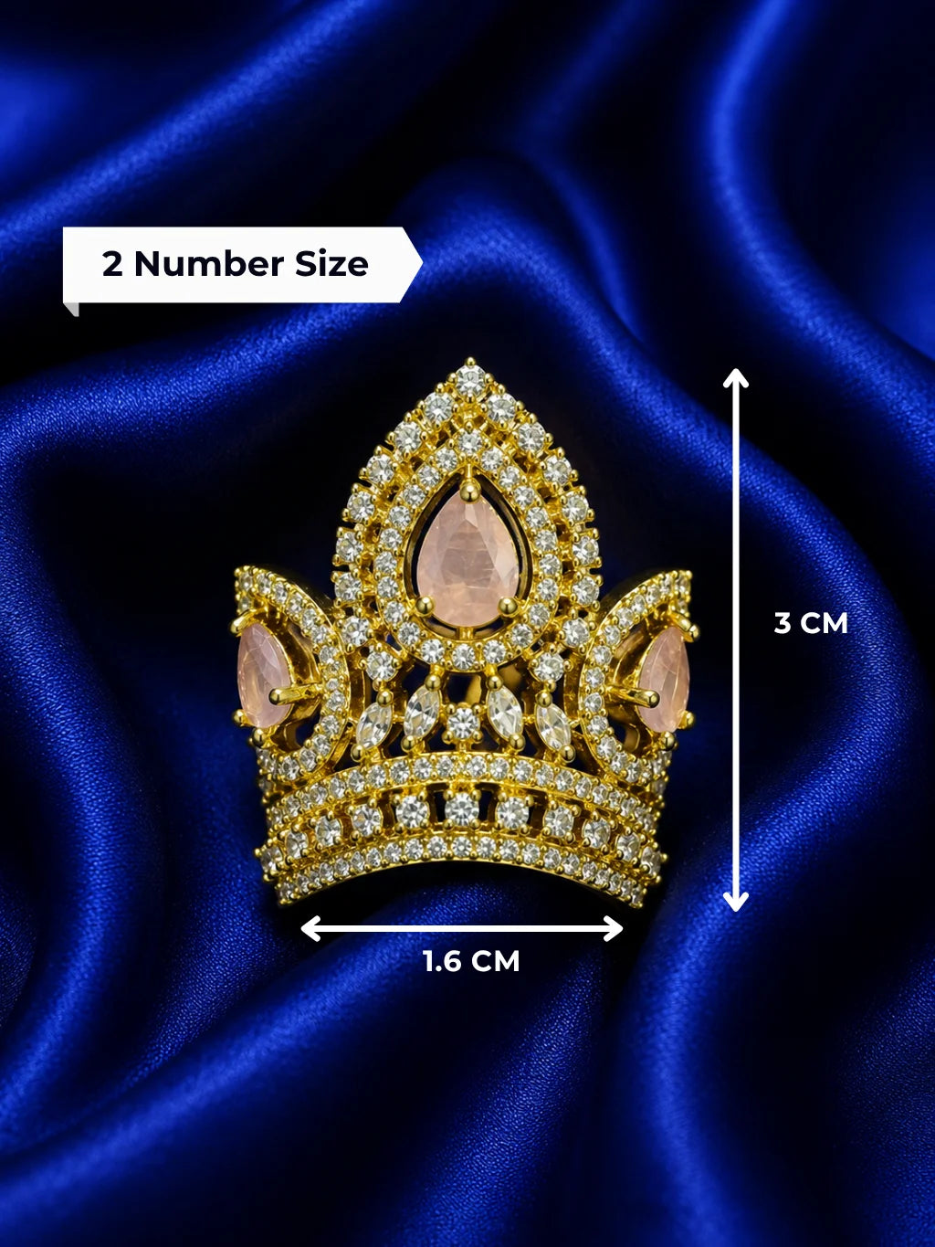 Manarani AD Mukut for Laddu Gopal with sparkling American diamond design