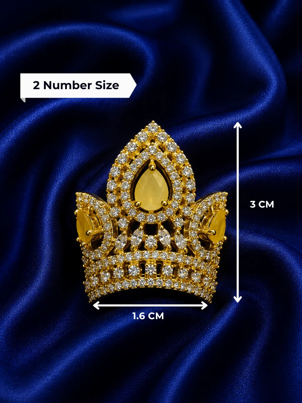 Manarani AD Mukut for Laddu Gopal with sparkling American diamond design
