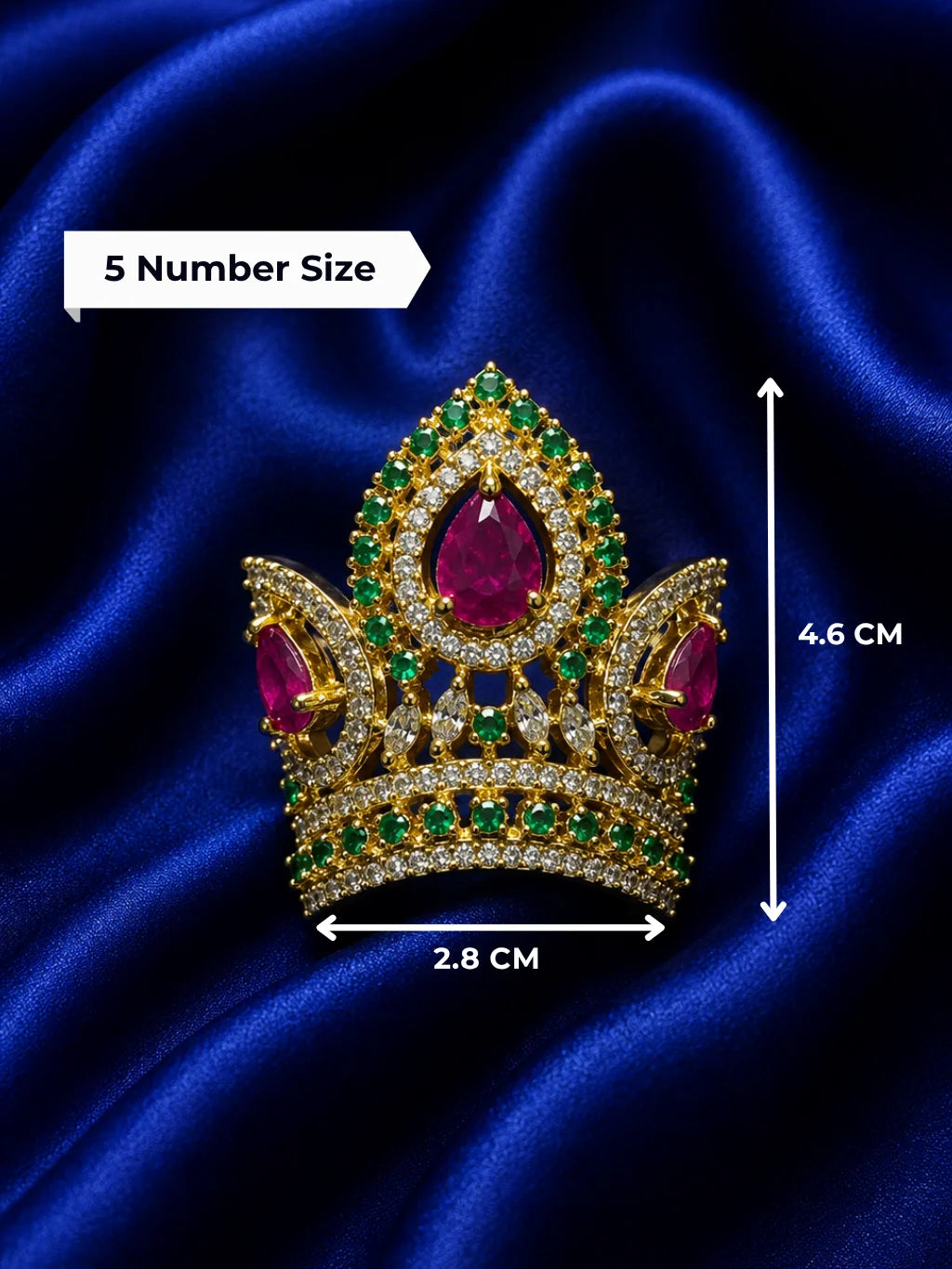 Manarani AD Mukut for Laddu Gopal with sparkling American diamond design