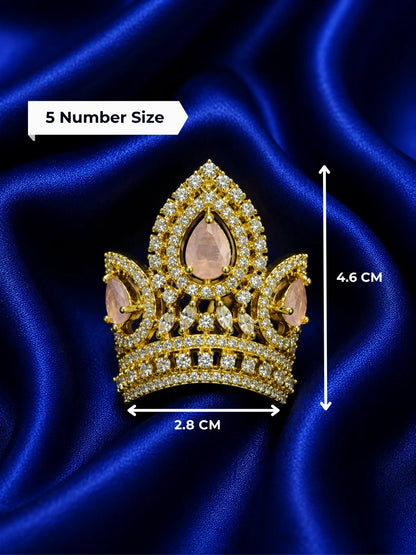 Manarani AD Mukut for Laddu Gopal with sparkling American diamond design